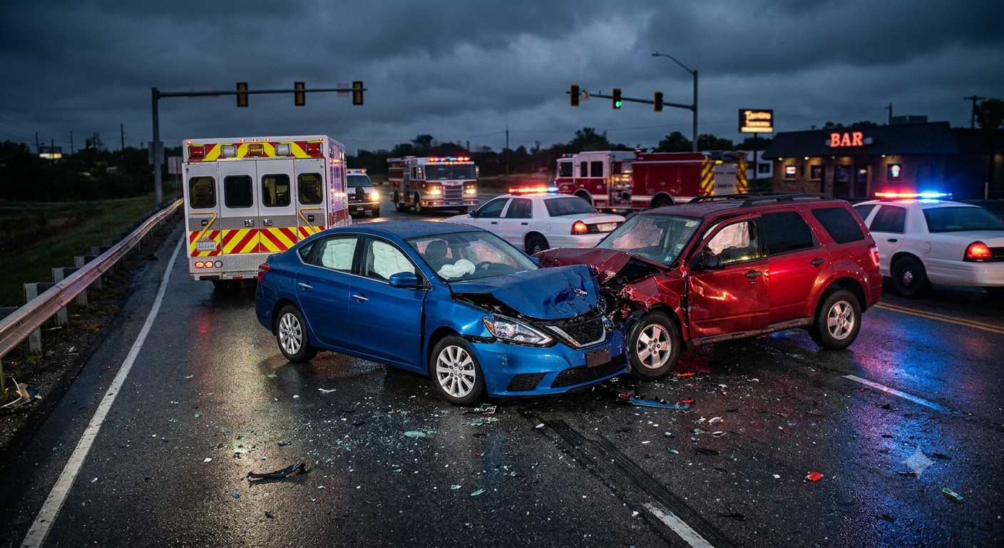 Police Accident Investigation at Night